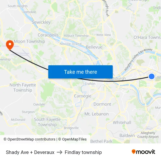 Shady Ave + Deveraux to Findlay township map