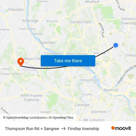 Thompson Run Rd + Sangree to Findlay township map