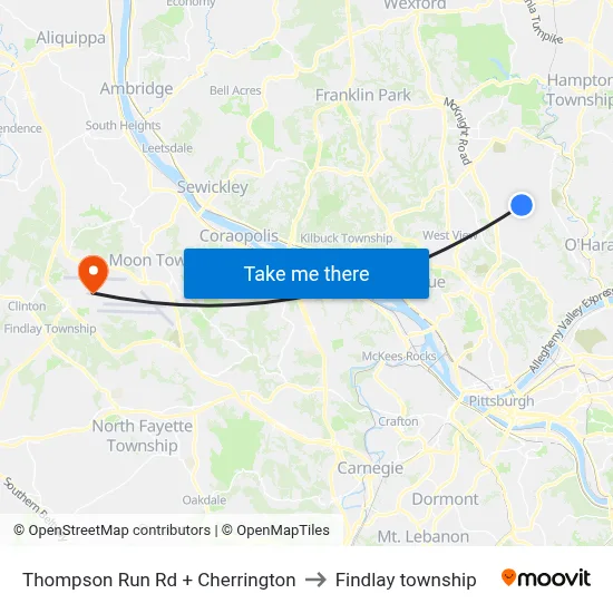 Thompson Run Rd + Cherrington to Findlay township map