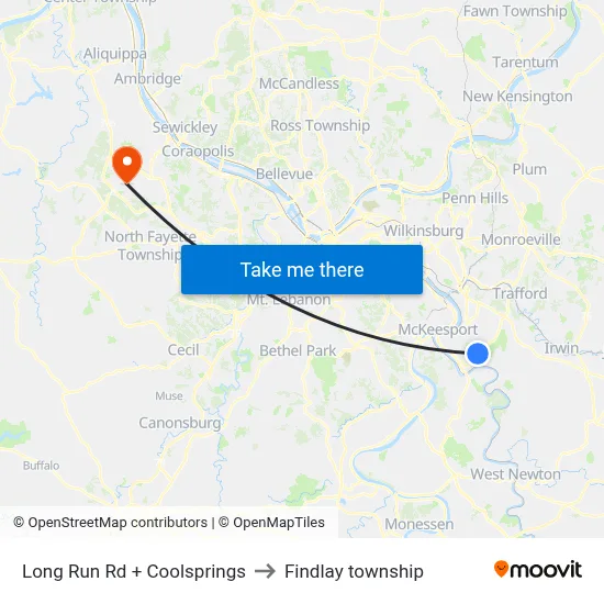 Long Run Rd + Coolsprings to Findlay township map