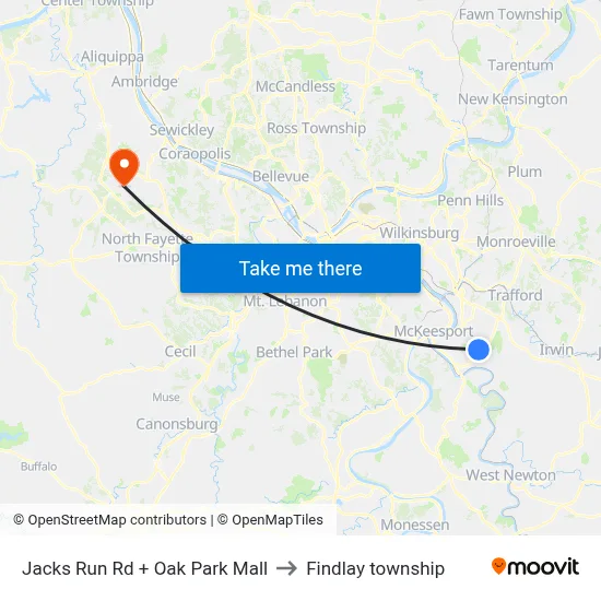 Jacks Run Rd + Oak Park Mall to Findlay township map