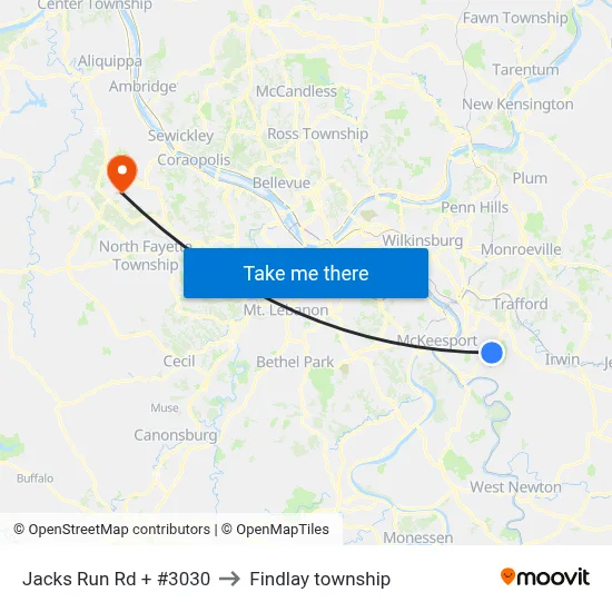 Jacks Run Rd + #3030 to Findlay township map