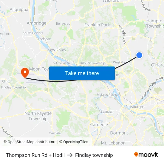 Thompson Run Rd + Hodil to Findlay township map