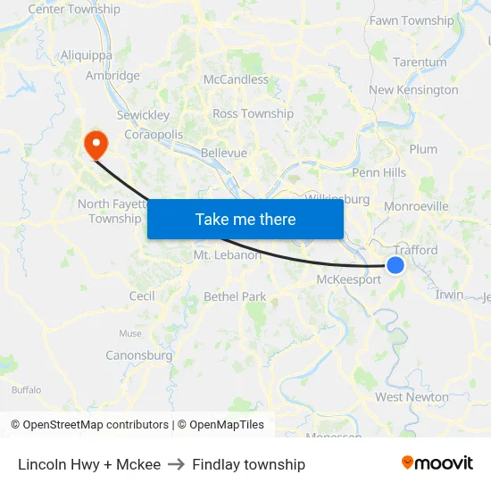 Lincoln Hwy + Mckee to Findlay township map