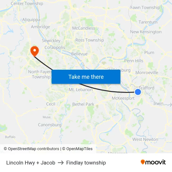 Lincoln Hwy + Jacob to Findlay township map
