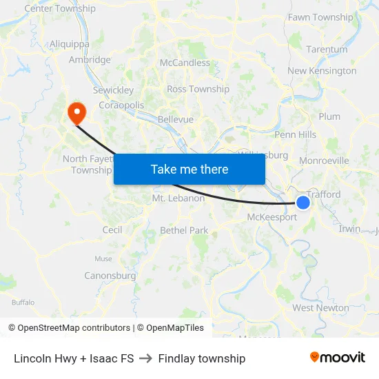 Lincoln Hwy + Isaac FS to Findlay township map