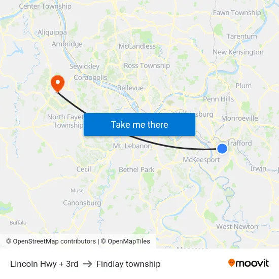 Lincoln Hwy + 3rd to Findlay township map