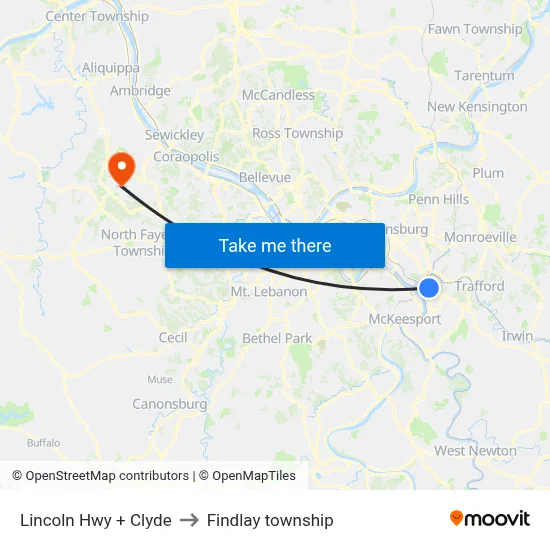 Lincoln Hwy + Clyde to Findlay township map