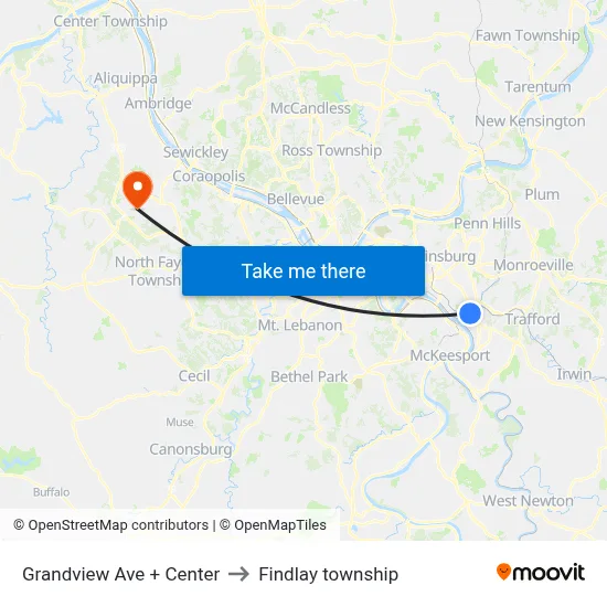 Grandview Ave + Center to Findlay township map
