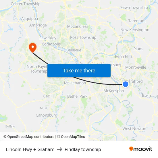 Lincoln Hwy + Graham to Findlay township map