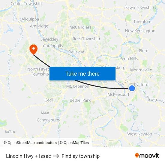 Lincoln Hwy + Issac to Findlay township map