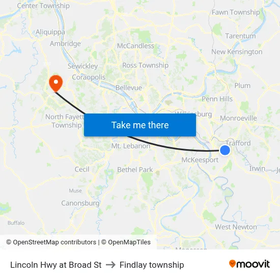 Lincoln Hwy at Broad St to Findlay township map