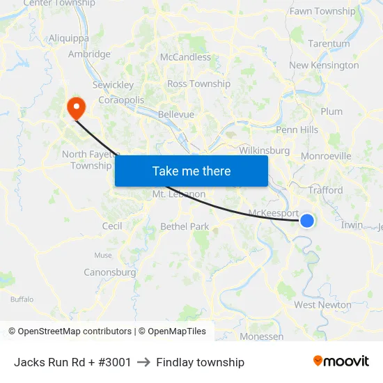 Jacks Run Rd + #3001 to Findlay township map