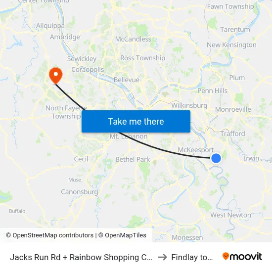 Jacks Run Rd + Rainbow Shopping Center Entrance to Findlay township map