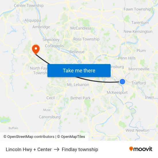 Lincoln Hwy + Center to Findlay township map