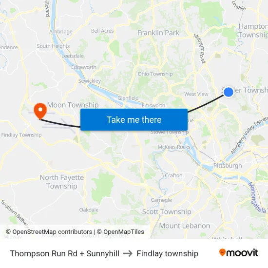 Thompson Run Rd + Sunnyhill to Findlay township map