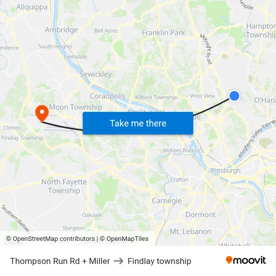 Thompson Run Rd + Miller to Findlay township map