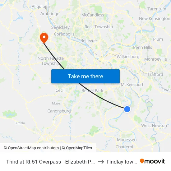 Third at Rt 51 Overpass - Elizabeth Park And Ride to Findlay township map