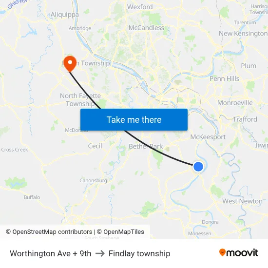 Worthington Ave + 9th to Findlay township map