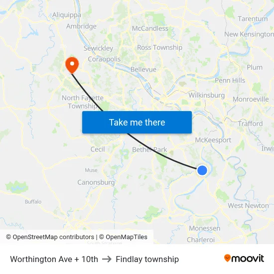 Worthington Ave + 10th to Findlay township map