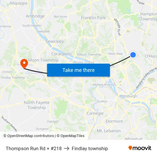Thompson Run Rd + #218 to Findlay township map