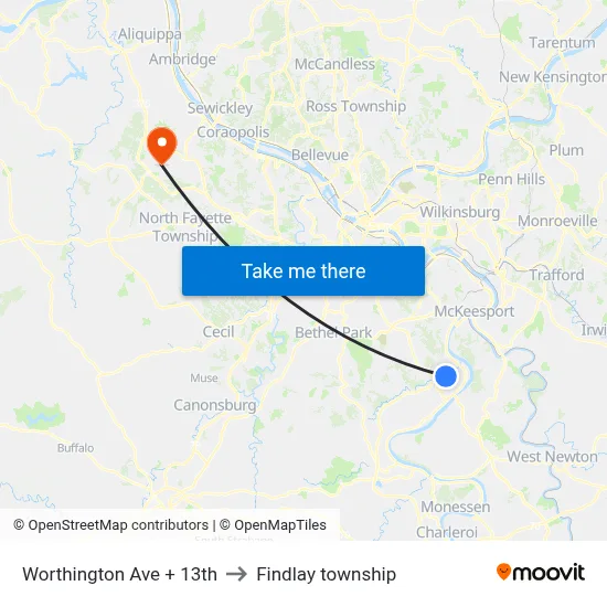 Worthington Ave + 13th to Findlay township map