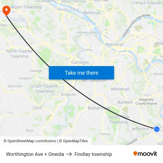 Worthington Ave + Oneida to Findlay township map