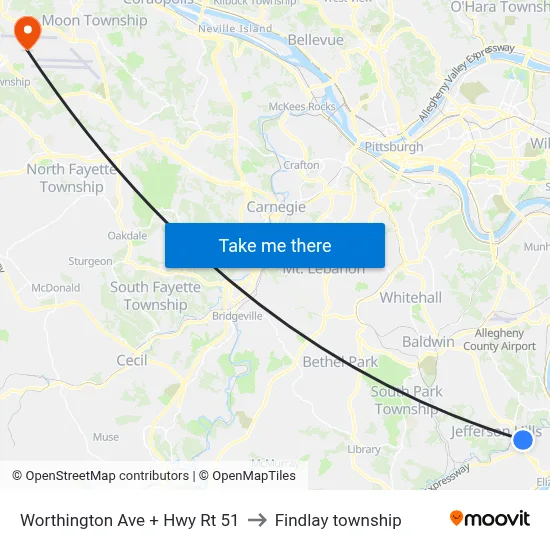 Worthington Ave + Hwy Rt 51 to Findlay township map