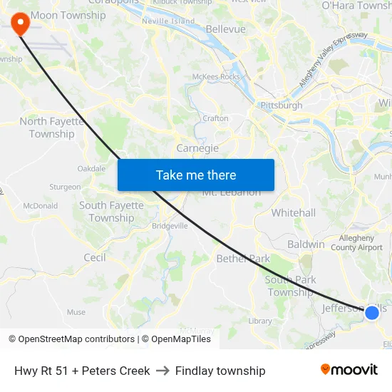 Hwy Rt 51 + Peters Creek to Findlay township map