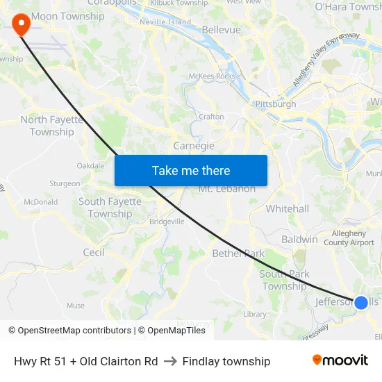 Hwy Rt 51 + Old Clairton Rd to Findlay township map