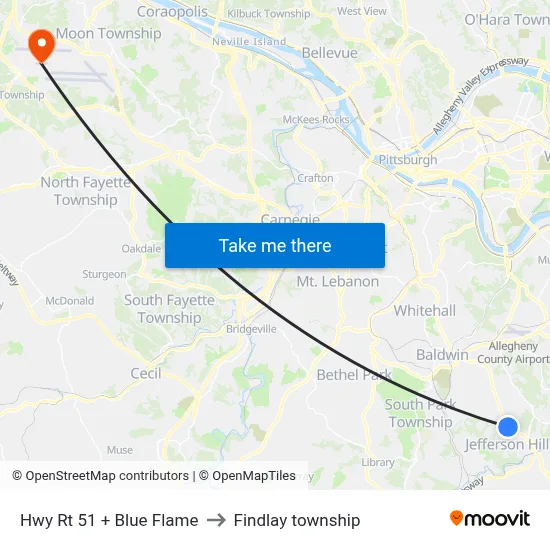 Hwy Rt 51 + Blue Flame to Findlay township map