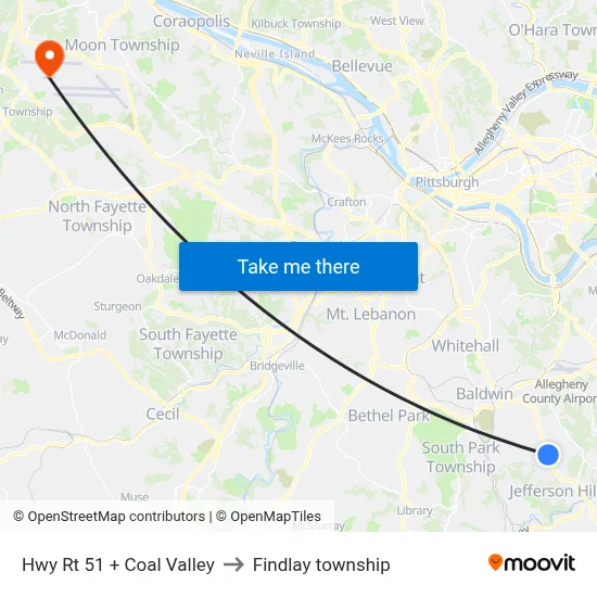 Hwy Rt 51 + Coal Valley to Findlay township map