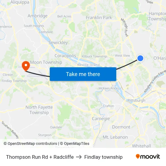 Thompson Run Rd + Radcliffe to Findlay township map