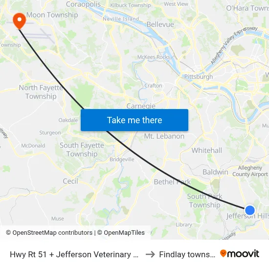 Hwy Rt 51 + Jefferson Veterinary Clinic to Findlay township map