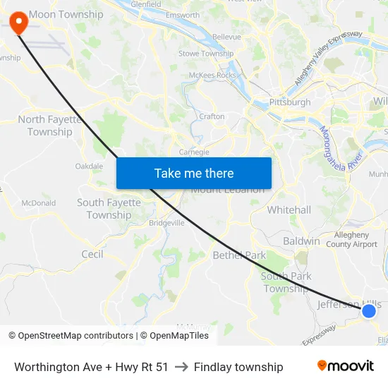Worthington Ave + Hwy Rt 51 to Findlay township map
