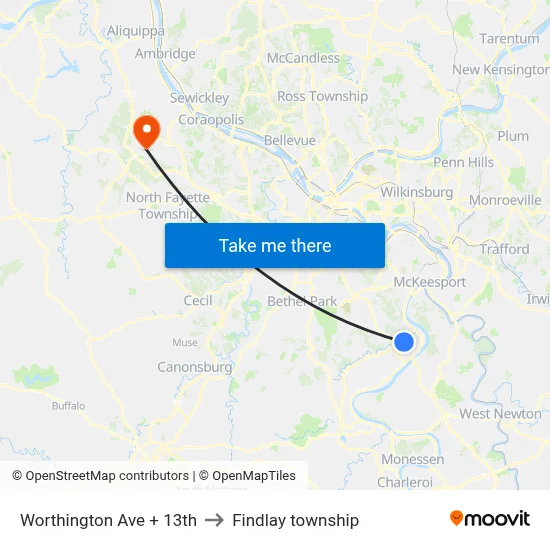 Worthington Ave + 13th to Findlay township map