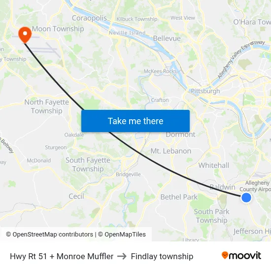 Hwy Rt 51 + Monroe Muffler to Findlay township map
