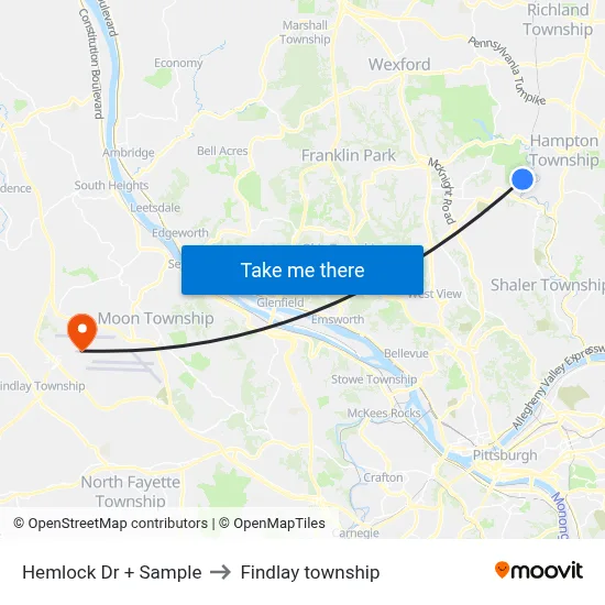 Hemlock Dr + Sample to Findlay township map