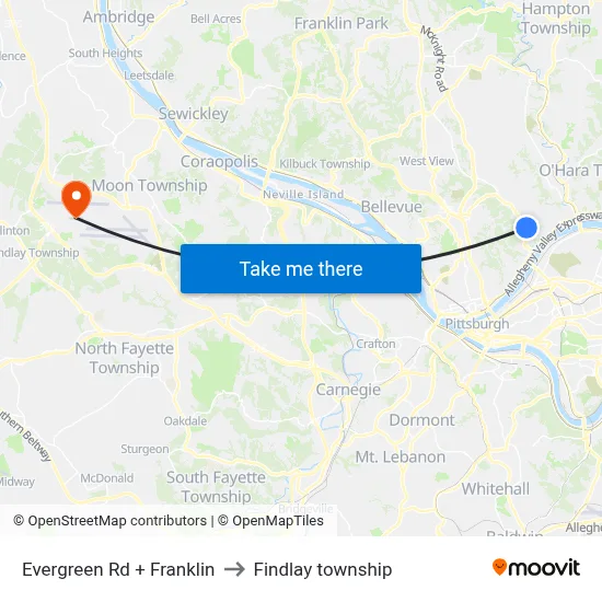 Evergreen Rd + Franklin to Findlay township map