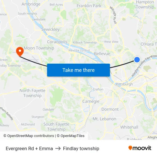 Evergreen Rd + Emma to Findlay township map