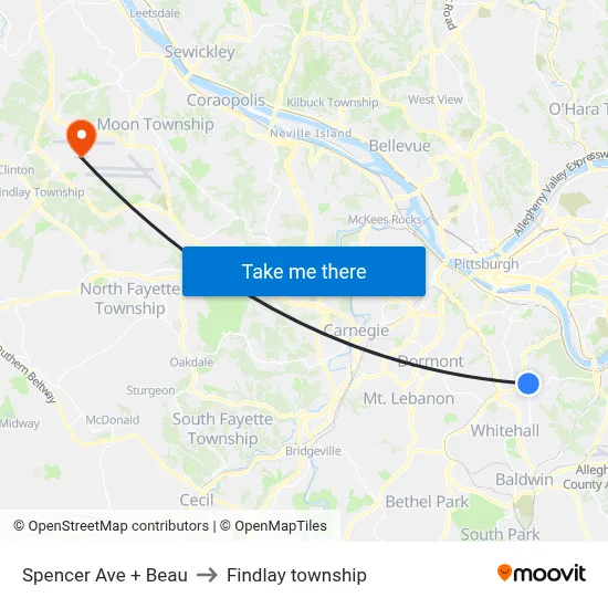 Spencer Ave + Beau to Findlay township map