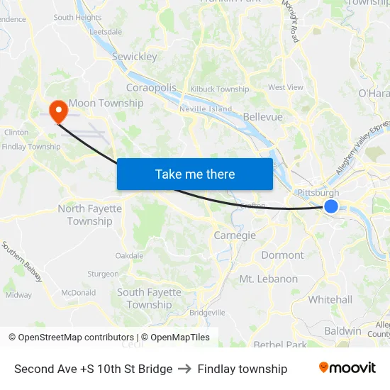 Second Ave +S 10th St Bridge to Findlay township map