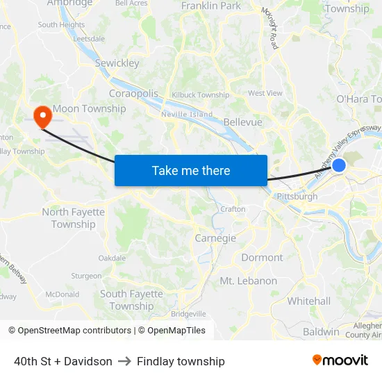 40th St + Davidson to Findlay township map