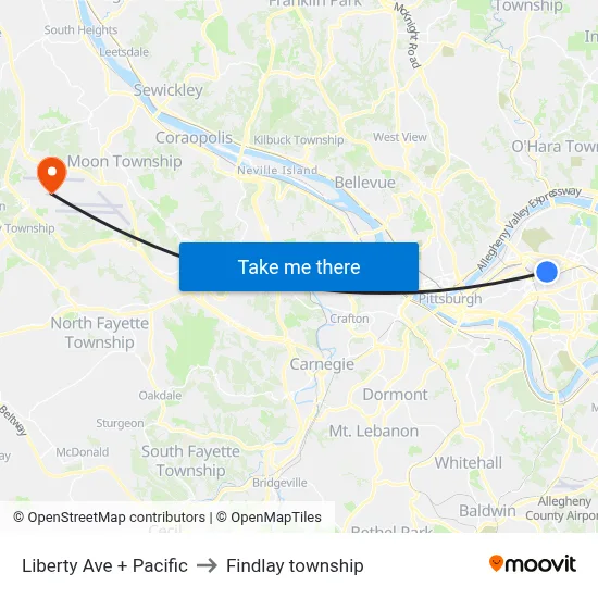Liberty Ave + Pacific to Findlay township map