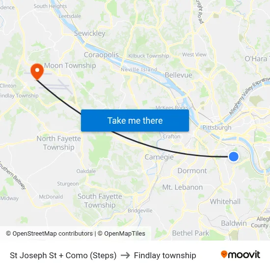 St Joseph St + Como (Steps) to Findlay township map
