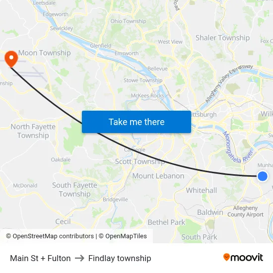 Main St + Fulton to Findlay township map