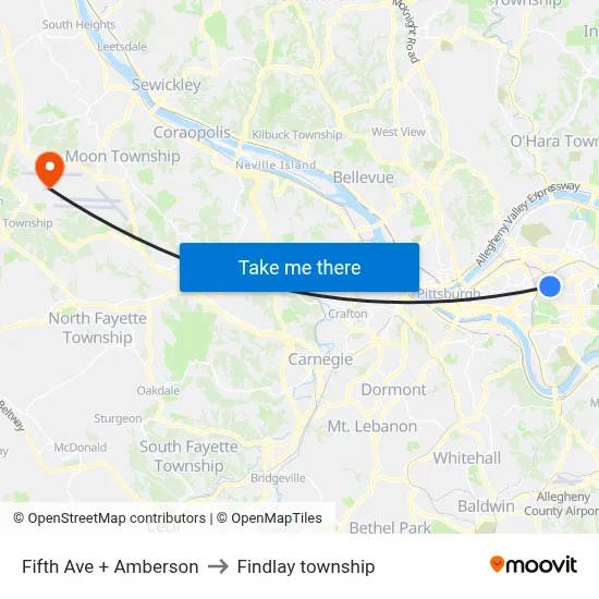 Fifth Ave + Amberson to Findlay township map