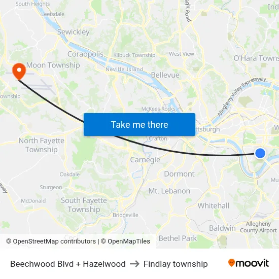 Beechwood Blvd + Hazelwood to Findlay township map