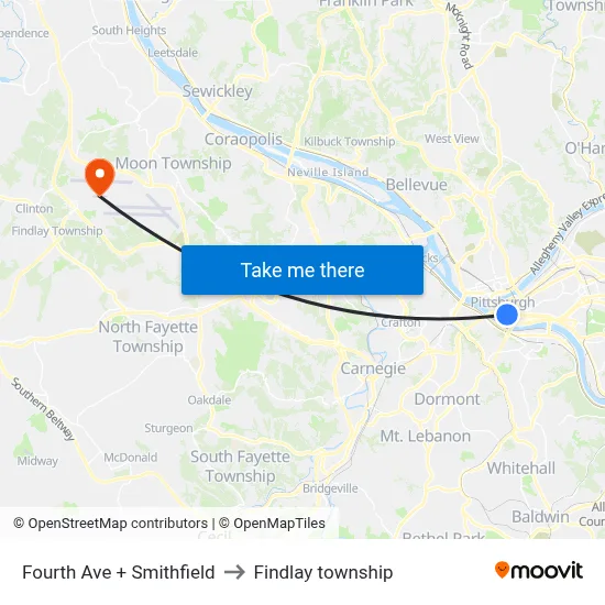Fourth Ave + Smithfield to Findlay township map