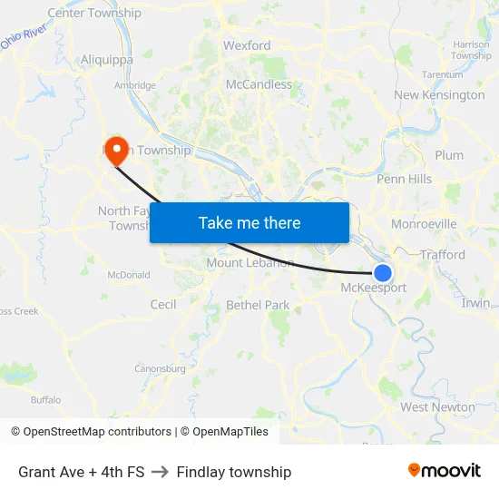 Grant Ave + 4th FS to Findlay township map